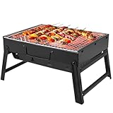 Tragbarer Holzkohlegrill aus Edelstahl - BBQ Barbecue Grill - Kompakter BBQ...