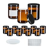 Relaxdays Salbentiegel, 12er Set, 240 ml, Braunglas, Tiegel mit Schraubdeckel,...