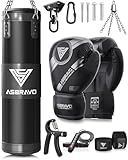 ASBRAVO Boxsack für Erwachsene, 4ft Oxford Heavy Boxing Bag Set 12OZ Handschuhe...