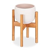 Relaxdays Blumenständer Bambus, individuell verstellbar, für Blumentöpfe bis...