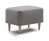 Traumnacht bequemer und moderner Fusshocker mit Holzfüßen in Grau, Öko-Tex...