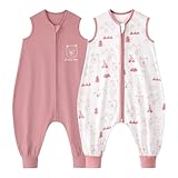 Looxii 2er Pack Baby Sommerschlafsack mit füßen 0.5 Tog Schlafsack Baby 100%...