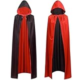 Costumed Vampir Kostüm Umhang rot & schwarz mit Kaputze - für Kinder &...