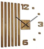 3D Wanduhren DIY Holz Eiche Lamellen große 60 cm 3D Wanduhr Modern Design EKO...