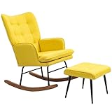 HOMCOM Schaukelstuhl Schwingsessel mit Hocker, Armlehnsessel, Stillsessel mit...