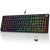 KOORUI Gaming Tastatur, Mechanisch Tastatur Kabellos/Kabelgebunden/Bluetooth RGB...