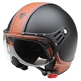 Motorradhelm Jethelm Rollerhelm CMX Hazel Größe L matt schwarz mit braunem...