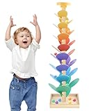 Qidures Hölzerner Musikbaum, 73cm Regenbogen Kugelturm, Regenbogen Kugelbahn,...