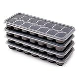 4 Pack Silikon Eiswürfelform mit Deckel BPA Frei, Eiswürfelbehälter...