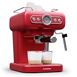 Klarstein Espresso Siebträgermaschine mit Milchaufschäumer, 1,2L Retro...