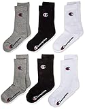 Champion Unisex Socks Basics 6pk Crew Füßlinge, Hellgrau...