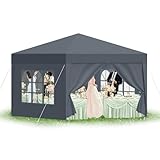 arvioo Pavillon 3x3 m mit 4 Seitenwände Wasserdicht Stabil Winterfest UV-Schutz...