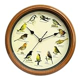 perfk Singende Vogel-Wanduhr, dekorative Uhr, 25,4 cm, Ornamente, leise,...