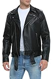 Fahsyee Kunstlederjacke Herren, Motorrad-Revers Asymmetrisch Reißverschluss...