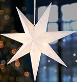 BRUBAKER 60 cm Papier Weihnachtsstern zum Aufhängen - LED Adventsstern für...