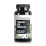 natural elements Vitamin D3 2000 I.E. – 365 Tabletten – für Knochen und...