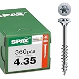 SPAX Universalschraube 4 x 35 mm, 360 Stück - Holzschrauben, Teilgewinde, Senkkopf, T-STAR plus T20, 4CUT Spitze, WIROX Beschichtung - 8000000276743