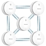 WISUALARM Rauchmelder Vernetzt, 5 Stück Vorverkettet, Rauchmelder 10 Jahre...