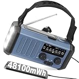 48100mWh/13000mAh Solar Kurbel Notfall Radio, Tragbare AM FM Baustellenradio,...