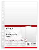 OFFICE PRODUCTS Prospekthüllen / 100 Stück/Din A4/ Glasklar Oben Offen...