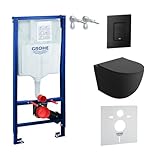 GROHE Vorwandelement Solido + Wand Hänge WC Sinto Schwarz Spülrandlos + WC...