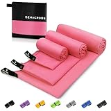 ZENACROSS Mikrofaser Handtuch (3er-Set) mit Transportbeutel - Schnelltrocknendes...