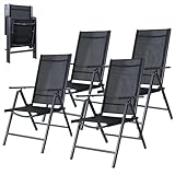 CCLIFE Gartenstühle Alu 4er Set,Gartenstuhl Hochlehner Klappbar, Balkonstühle...