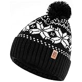 HEYO Mütze Damen Herren Norweger Mütze Bommelmütze Unisex Wintermütze Dick...