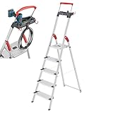 Hailo L84 ComfortLine Alu-Sicherheits-Stehleiter - 5 XXL-Stufen belastbar bis...