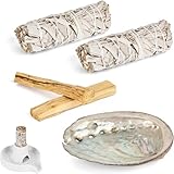 2 Weißer Salbei und 2 Palo Santo Premium Kalifornischer, Abalone-Muschel, 100%...