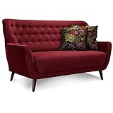 CAVADORE 2-Sitzer-Sofa Abby / Retro-Couch mit Samtbezug und Knopfheftung / 153 x...