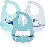 Baby Lätzchen Silikon Wasserdichte - RIGHTWELL 3 pack Wasserdicht Silikon...