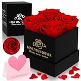 TEGOVE Rosenbox,4 Konservierte Rose,Infinity Rosen Ewige Rose,Ewige Rose Box,mit...
