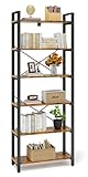 IRONCK 2M Bücherregal, Standregal mit 6 Ebenen, Regal Holz mit Metallrahmen,...