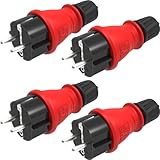 RedStar24 Schuko Stecker 230V IP54 4er Set Robuster Schutzkontaktstecker aus...