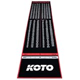 KOTO - Dartteppich Check Out Rot 285 x 60 cm, Dartmatte, rutschfeste Unterseite,...