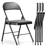 Klappstuhl mit Kissen - Gepolsterte Klappstühle 4er-Set, schwarze Klappstühle...
