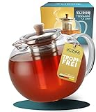 CLIDOR ® - Teekanne mit Siebeinsatz - 1,5 Liter - [ VERSTÄRKTE GLASDICKE ] -...