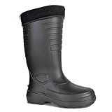 LEMIGO leichte EVA Gummistiefel gefüttert Grenlander (45, schwarz)
