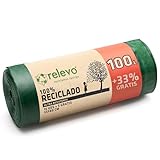 Relevo 13 Stück Müllbeutel 100 L - 100% Recycelt Mülltüten mit Zugband