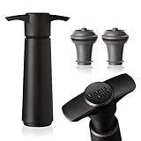 Vacu Vin Weinpumpe - Schwarz - Vakuum Weinverschluss - 1 Pumpe 2 Stopper - Hält...