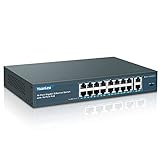 YuanLey 18 Port Gigabit PoE Switch, 16 PoE+ Port 1000 Mbps, 2 Gigabit Uplink,...