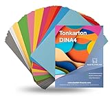 100 Blatt A4 Tonpapier - 140 g/m² Papier - Tonkarton mit 16 Farben bunt mit...