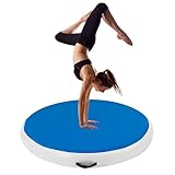 Aufblasbare Gymnastikmatte, Runde Aufblasbar Fitness-Matte mit Luftpumpe, Dicke...