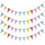 Leeyunbee 4 Stück Wimpelkette Outdoor, 16M 48 Flaggen Wimpelkette Wetterfest,...