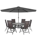 YRHome 300cm Sonnenschirm Alu Neigbar mit Handkurbel UV Schutz 40+ - Dunkelgrau...