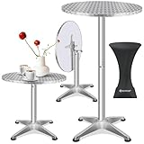 KESSER® 2in1 Stehtisch klappbar Bistrotisch 1er Set | Aluminium Edelstahlplatte...