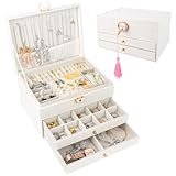 TNOMSNO Schmuckkästchen 3 Ebenen, Schmuckaufbewahrung Schmuck Organizer mit...