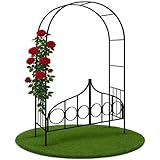 Gardebruk® Rosenbogen 240 x 140 x 40cm Metall mit Tür Tor Stabil Rankbogen...