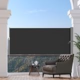 HOMEDEMO Seitenmarkise ausziehbar, 120 x 300 cm Anthrazit, Sichtschutz...